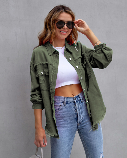 Oversized Denim Jacket Army Green Jacket