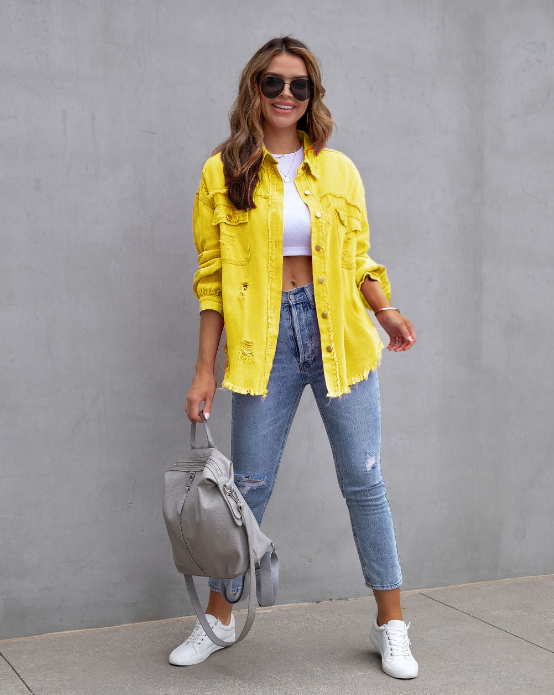 Oversized Denim Jacket Yellow Jacket
