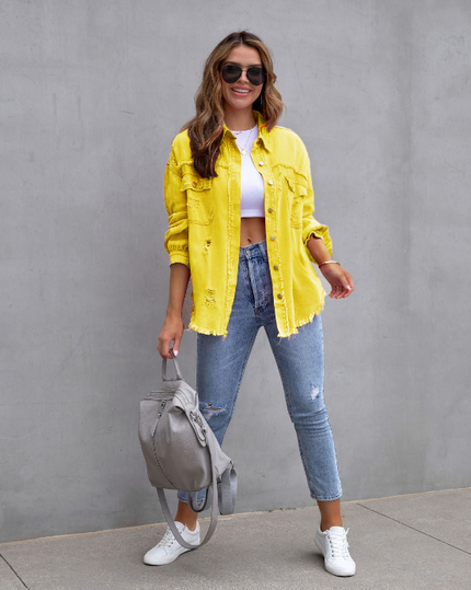Oversized Denim Jacket Yellow Jacket