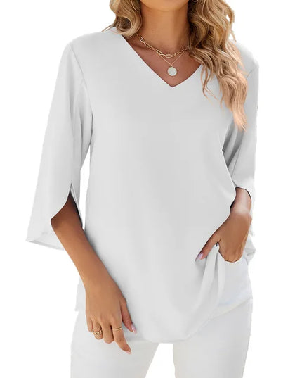 Aaliyah V-Neck Blouse White Blouse