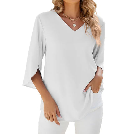 Aaliyah V-Neck Blouse White Blouse