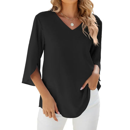 Aaliyah V-Neck Blouse Black Blouse
