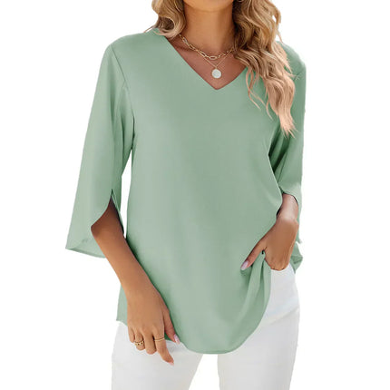 Aaliyah V-Neck Blouse Light green Blouse