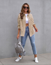 Oversized Denim Jacket Brown Jacket