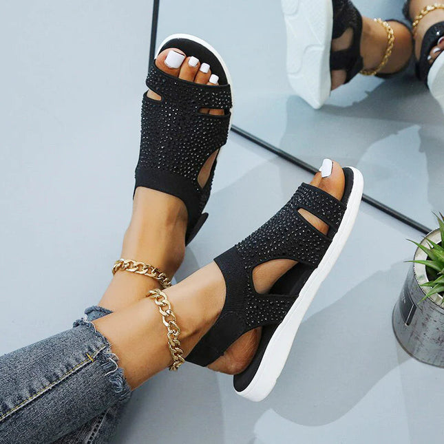 Women's Orthopedic Rhinestone Sandals Black Orthopedic Sandals