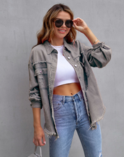 Oversized Denim Jacket Gray Jacket