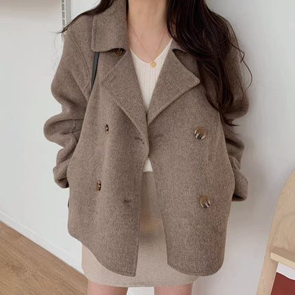 Lisa™ | Double Breasted Blended Coat Brown