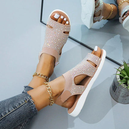 Women's Orthopedic Rhinestone Sandals Brown Orthopedic Sandals