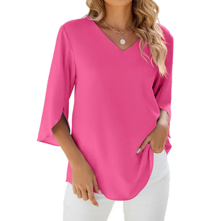Aaliyah V-Neck Blouse Pink Blouse