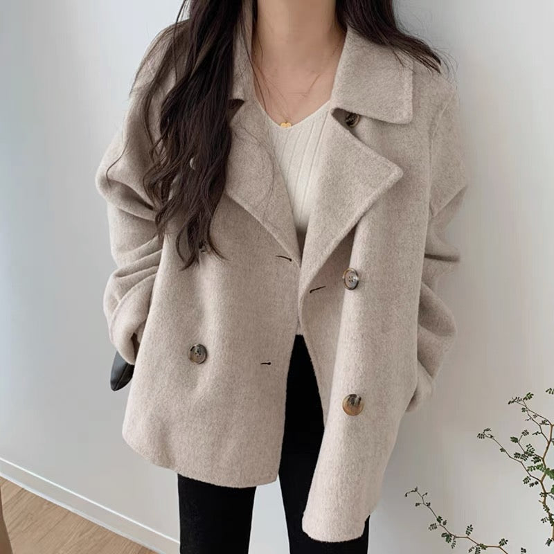 Lisa™ | Double Breasted Blended Coat Beige
