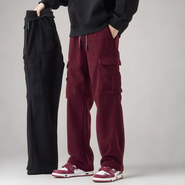 Cozy Cargo Sweatpants Burgundy Men Pants