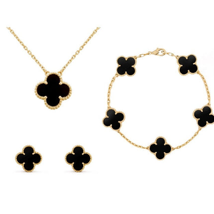 Jade | Clover Set Black Necklace