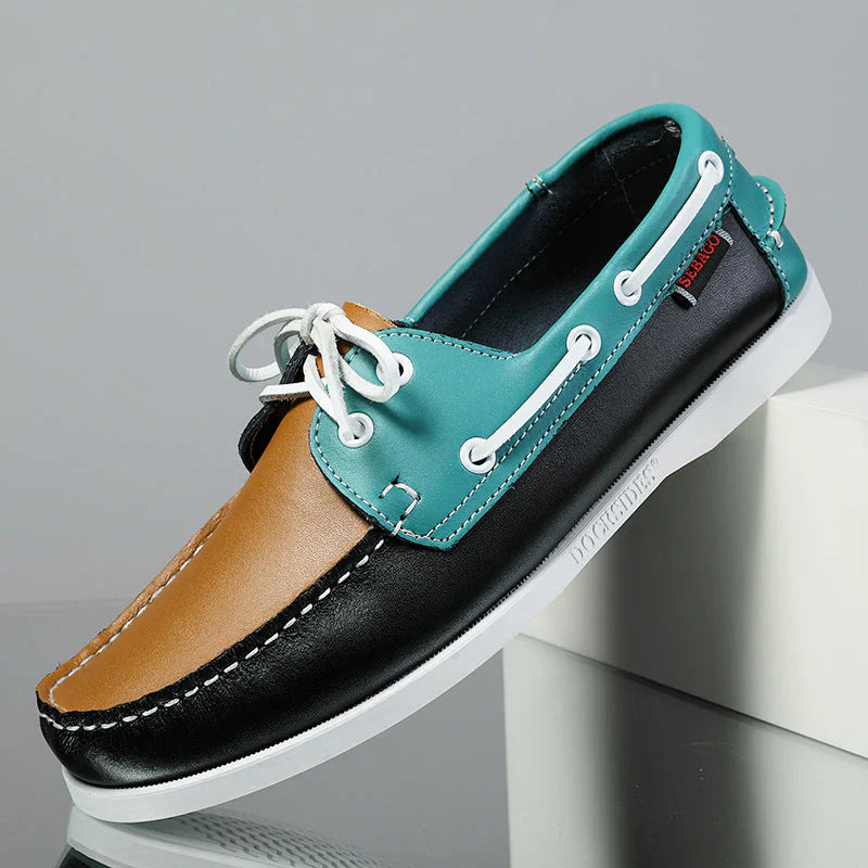 Cushioned Cowhide City Loafers for Ultimate Comfort Black green yellow Men's Loafers