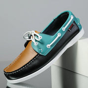 Cushioned Cowhide City Loafers for Ultimate Comfort Black green yellow Men's Loafers