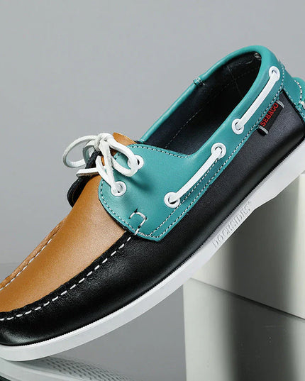Cushioned Cowhide City Loafers for Ultimate Comfort Black green yellow Men's Loafers