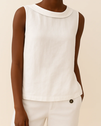 Kleah – Sleek Summer Collar Top White