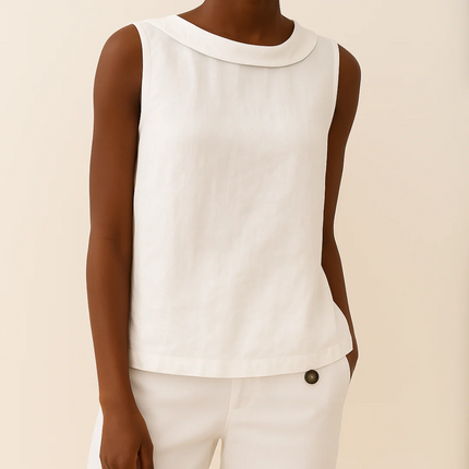 Kleah – Sleek Summer Collar Top White