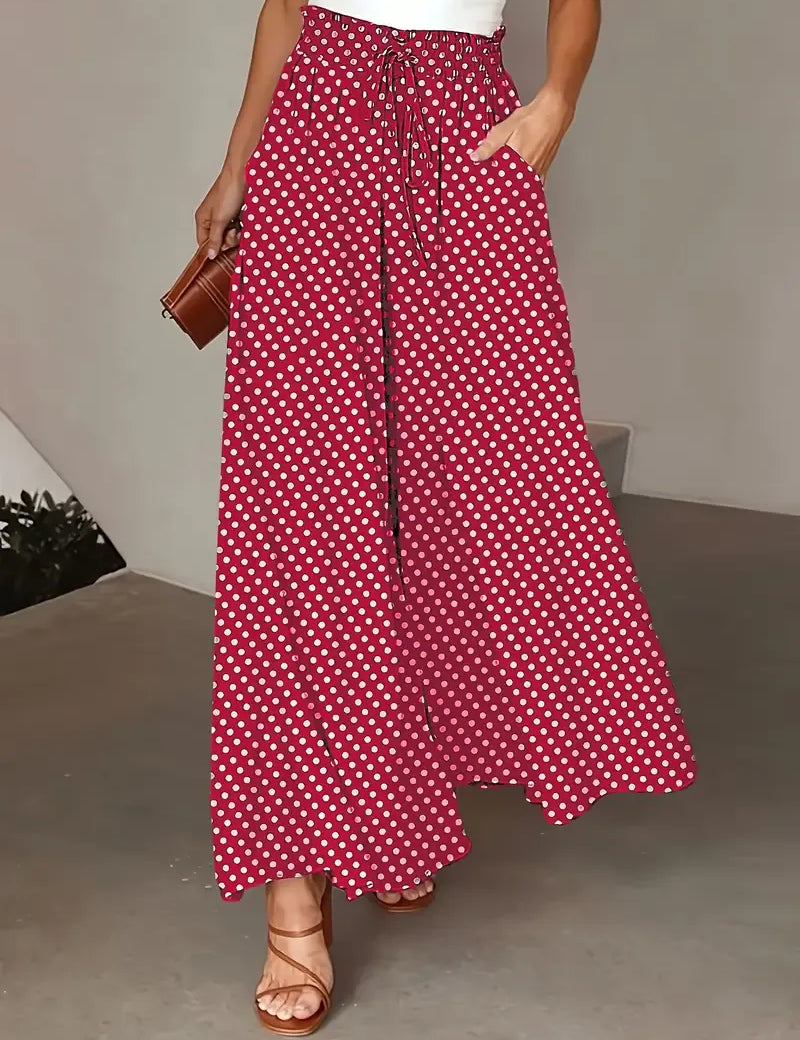 Lhaura Comfy Summer Pants Red Skirts