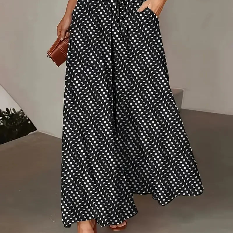 Lhaura – Comfy Summer Pants Black Dots