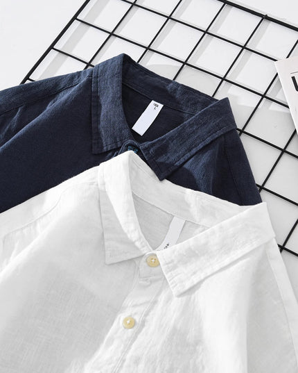 Breathable Linen Button-Up Shirt Men Shirts