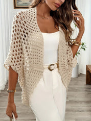 Elsie – Lightweight Drape Cardigan Beige