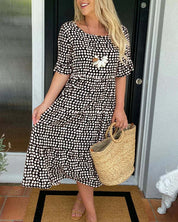 Clara Relaxed Tiered Midi Dress Black Dresses