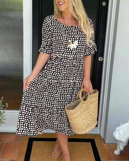 Clara – Relaxed Tiered Midi Dress Black