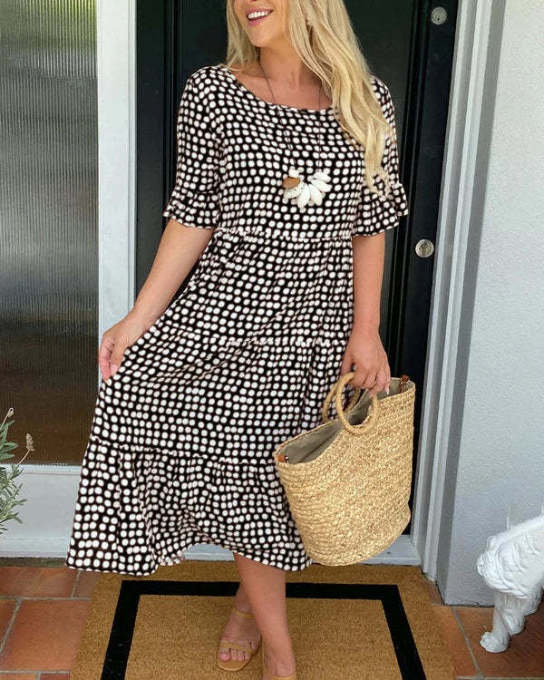 Clara – Relaxed Tiered Midi Dress Black