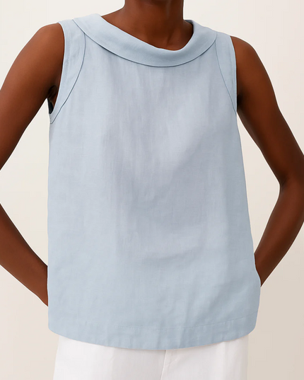 Kleah – Sleek Summer Collar Top Blue