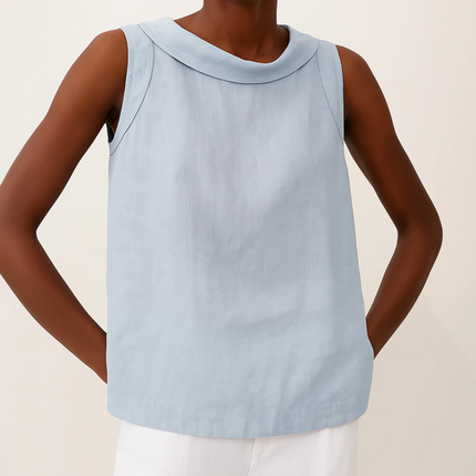 Kleah – Sleek Summer Collar Top Blue
