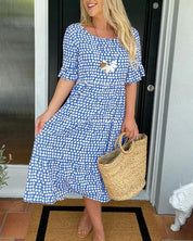 Clara Relaxed Tiered Midi Dress Blue Dresses