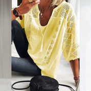 Sherry | Boho Crochet-Detail Blouse Yellow
