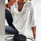 Sherry | Boho Crochet-Detail Blouse White