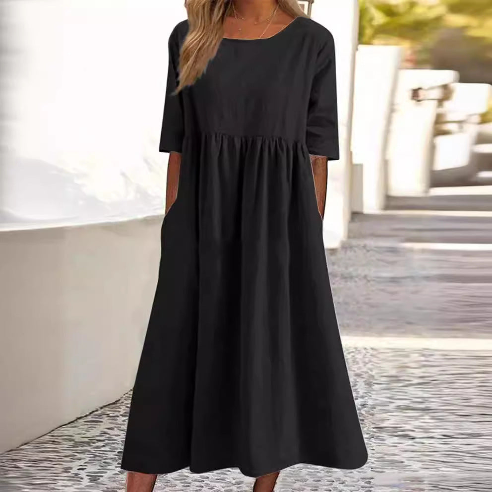 Ivey | Midi Dress with Half Sleeves Black Dresses