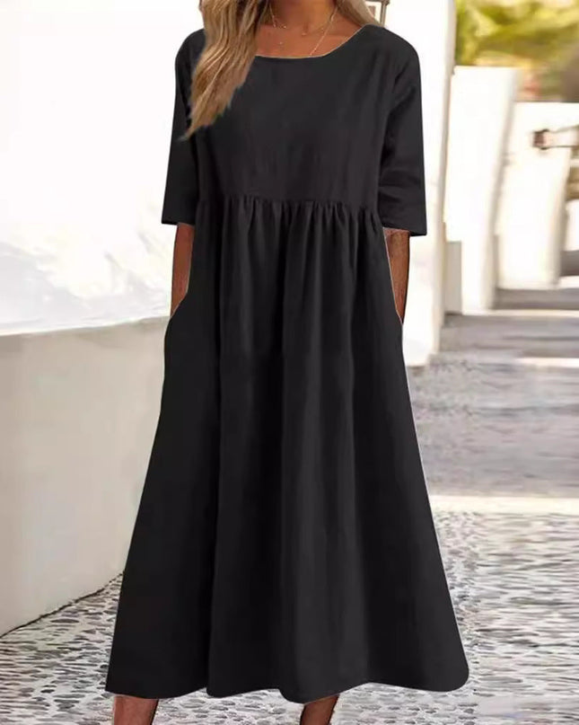 Ivey | Midi Dress with Half Sleeves Black Dresses
