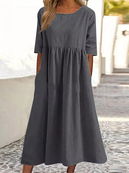 Ivey | Midi Dress with Half Sleeves Dark Grey Dresses