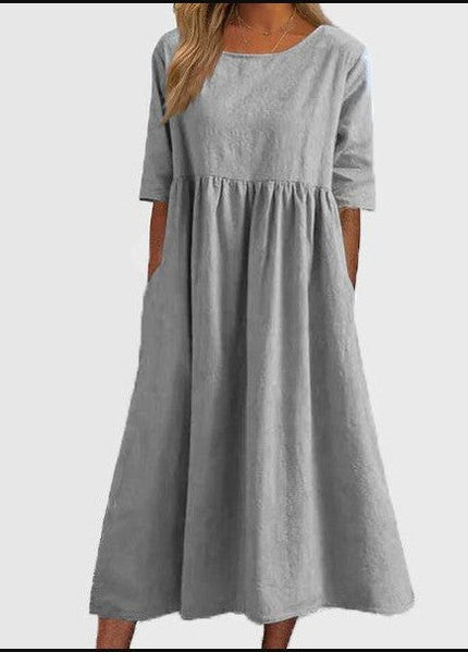 Ivey | Midi Dress with Half Sleeves Grey Dresses