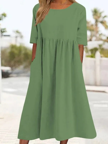 Ivey | Midi Dress with Half Sleeves Green Dresses