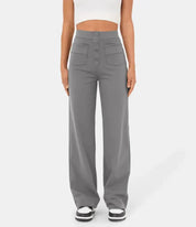 Jade | Elastic pants with high Waist Grey Trousers