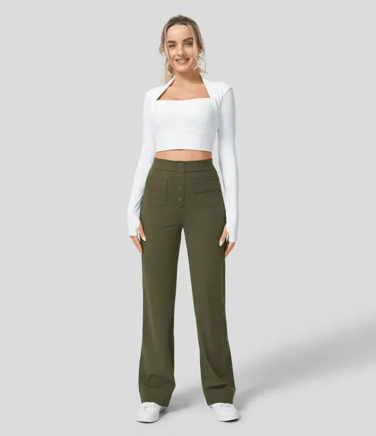 Jade | Elastic pants with high Waist Trousers