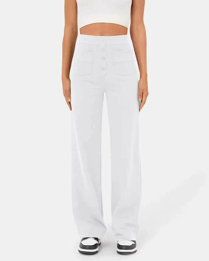 Jade | Elastic pants with high Waist White Trousers