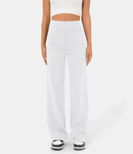 Jade | Elastic pants with high Waist White Trousers