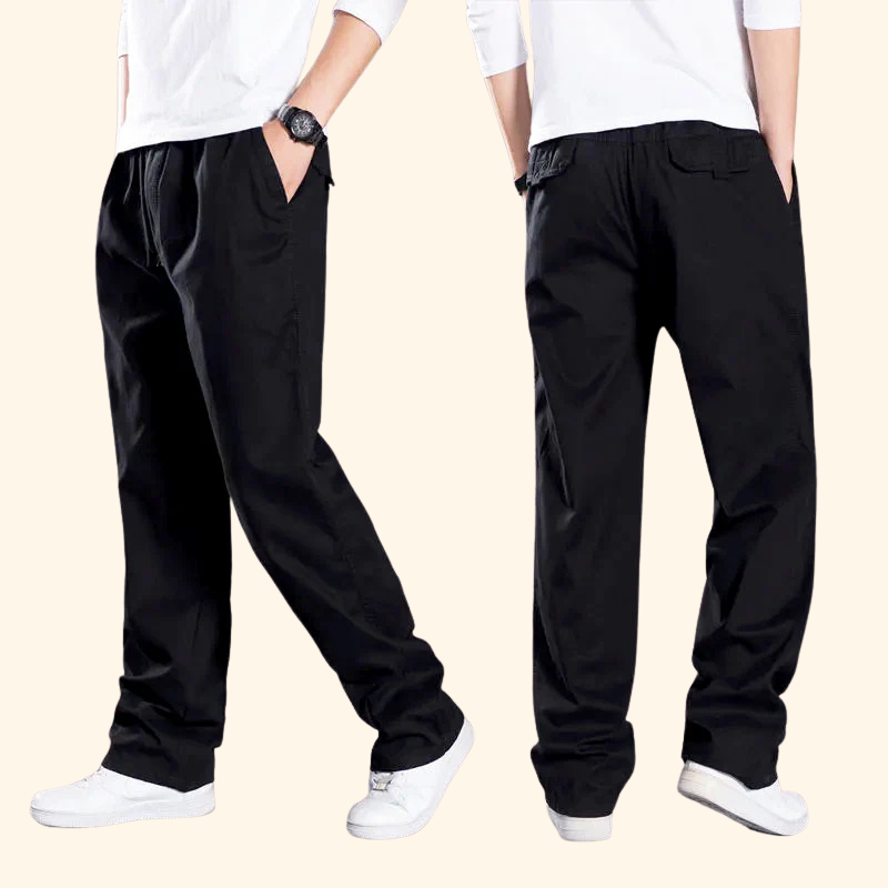 Jeffrey Cotton Cargo Pants – Relaxed Utility Fit Black Men Pants