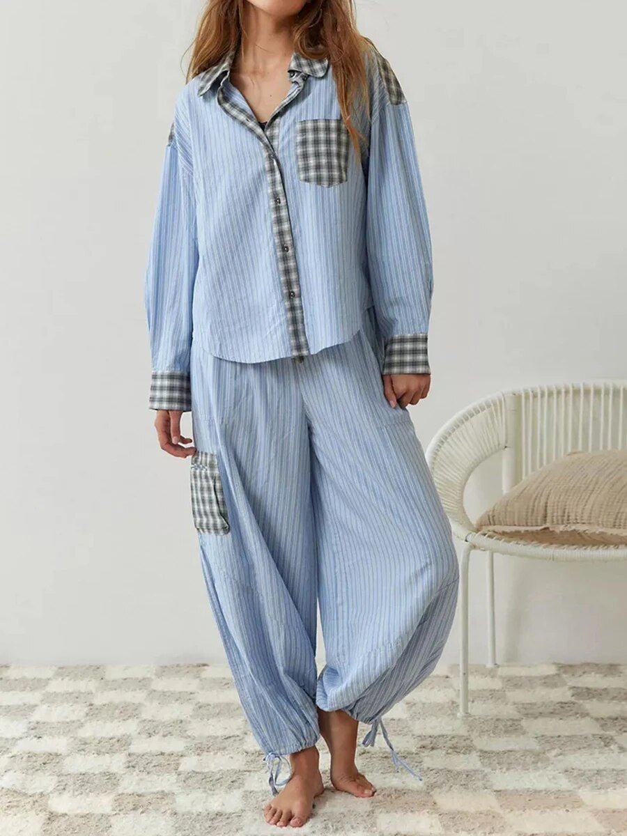 Kerry | Cozy & Relaxed Pyjama Set for Restful Nights Blue Two Pieces Sets