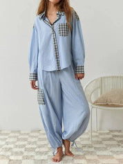 Kerry | Cozy & Relaxed Pyjama Set for Restful Nights Blue Two Pieces Sets