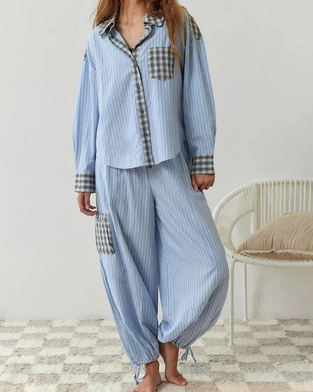 Kerry | Cozy & Relaxed Pyjama Set for Restful Nights Blue Two Pieces Sets