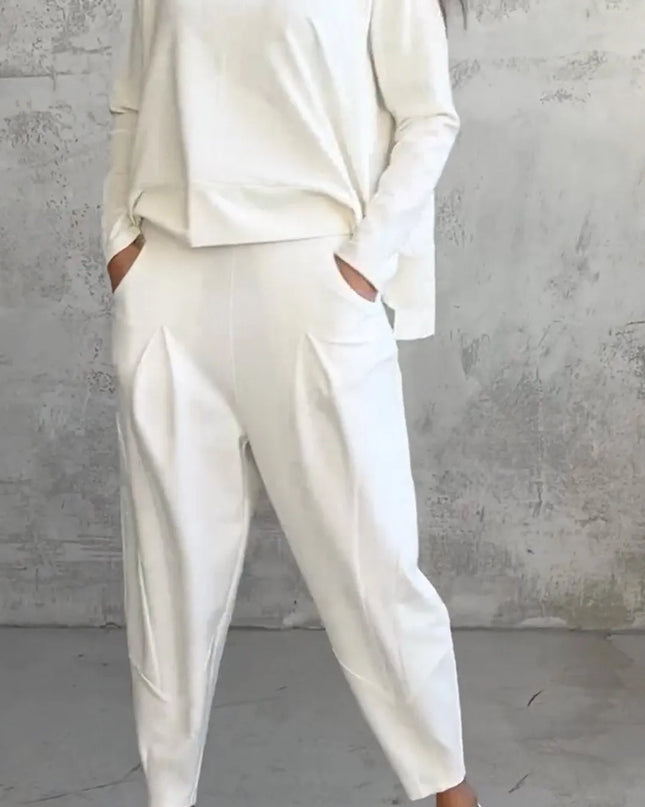 Tara | Women Casual Long Sleeve Suit White Outfit Sets