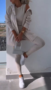 Cassandra | Hooded Cardigan Set Apricot Pullover/Sweater