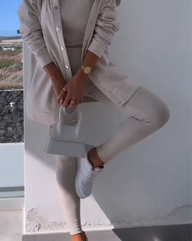 Cassandra | Hooded Cardigan Set Apricot Pullover/Sweater