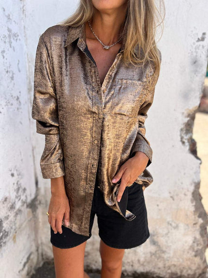 Ana | Metallic Trendy Blouse Gold Blouse